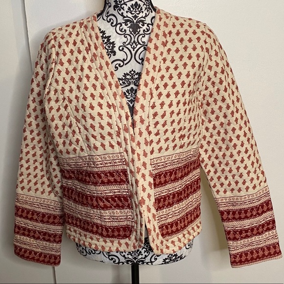 Glamorous Size Large Cream/Maroon Quilted Jacket - Picture 2 of 6